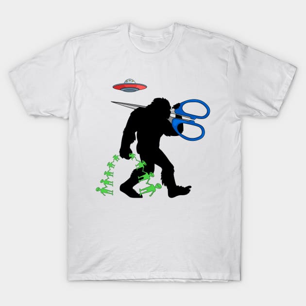 Bigfoot Scissors & Alien Paper Doll Chain Craft T-Shirt by CreativeFit